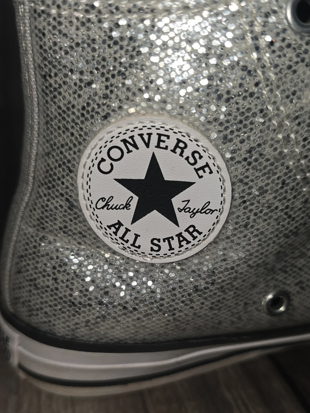 Kids Silver Sparkle High-Top Converse